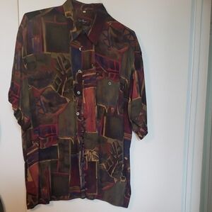 Relisted: Men's Abstract Pattern Button Down Shirt - Multicolor